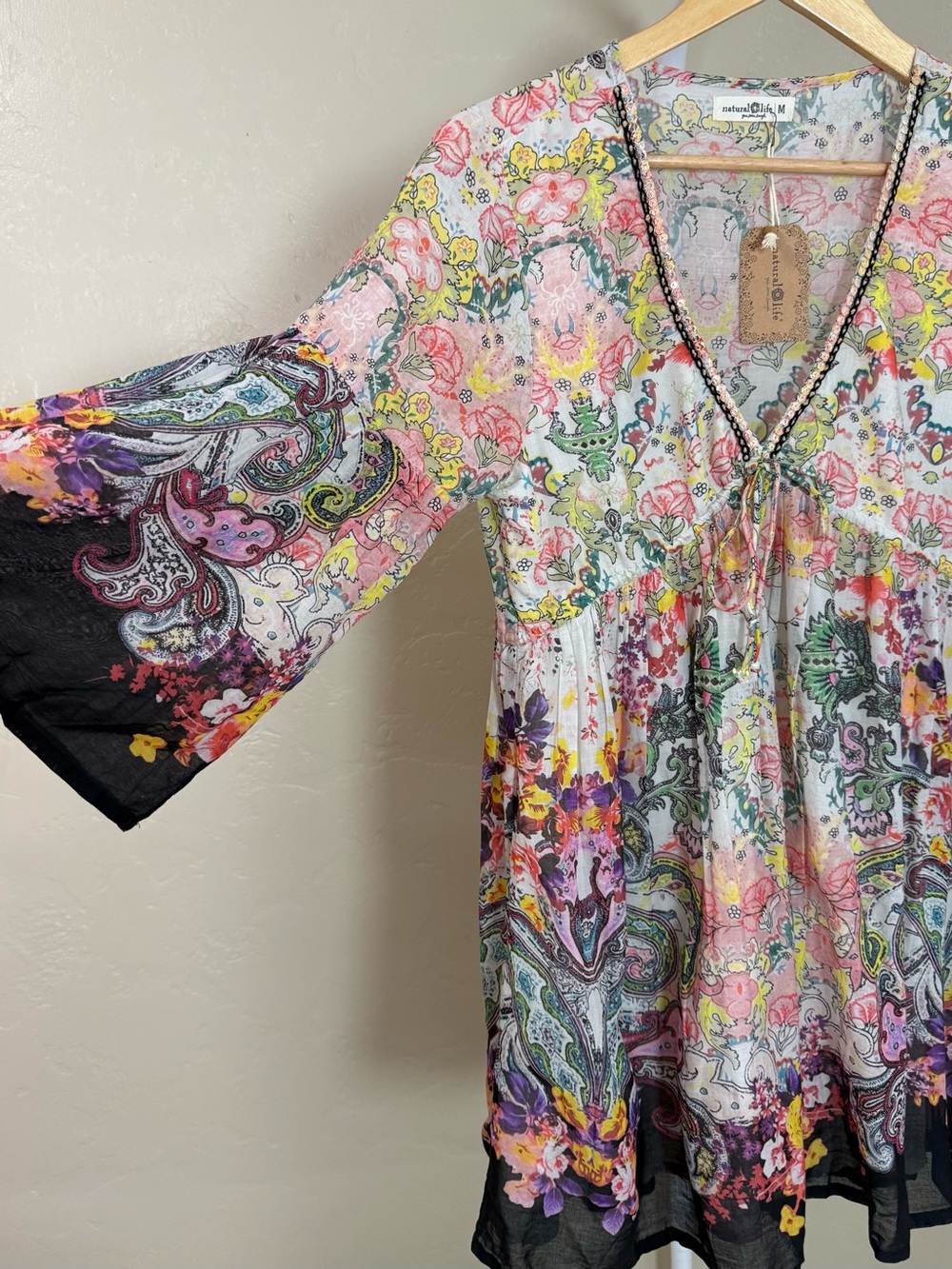 NATURAL LIFE Isabella Pink Floral Paisley Mini Dress Medium NWT - Picture 8 of 12